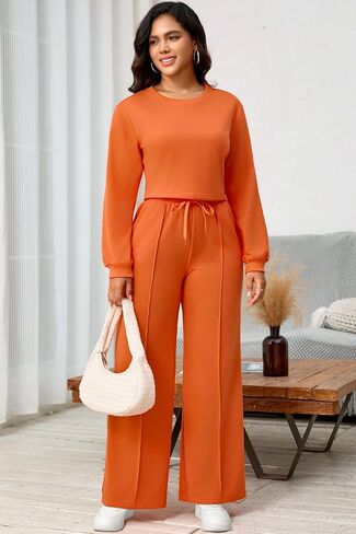 Clocor Womens 2 Outsits Suitsuit - تعرق العرق وضعت سروال ساق عريض على الأكمام الطويلة مع جيوب in Kuwait