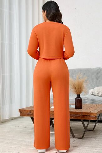 Clocor Womens 2 Outsits Suitsuit - تعرق العرق وضعت سروال ساق عريض على الأكمام الطويلة مع جيوب in Kuwait