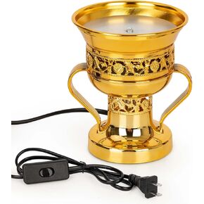 موقد البخور الكهربائي ، حامل البخور الكهربائي على الطراز العربي ، شرق أوسطية ، رقصات زخرفية للمنضدة لليوغا سبا ديكور الكنيسة المسيحية ، الولايات المتحدة الأمريكية (الذهب) in Kuwait
