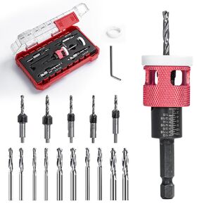 15 Pcs Countersink Drill Bit Set with Low Friction Depth Stop, HSS M2 Bits Tapered Head1/8 9/64" 5/32" Drill+3/8" 82° Counter-Bore,11/64" 3/16" Drill+ 1/2" 82° Counter Bore,1/4" Hex Shank(Blue) in Kuwait