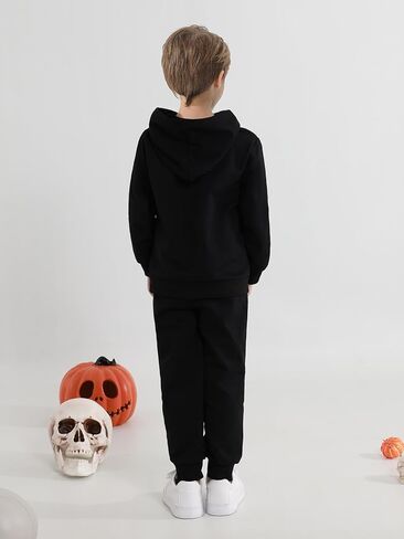 مجموعة هوديس تتوهج في الظلام للأطفال الصغار والأولاد والبنات أزياء الهيكل العظمي للهالوين سويت شيرت وسروال رياضي in Kuwait