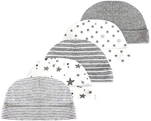 Newborn Baby Soft Cotton Organic Cap and Mitten Set Sunny Hatsfor Hospital Baby Boy and Girl(0-6 Months) White in Saudi Arabia