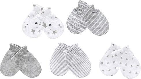 Newborn Baby Soft Cotton Organic Cap and Mitten Set Sunny Hatsfor Hospital Baby Boy and Girl(0-6 Months) White in Saudi Arabia