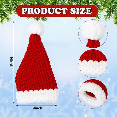 Newcotte 2 Pcs Christmas Chunky Knitted Santa Hats for Adult Women Men Novelty Funny Santa Beanie Thick and Warm Xmas Caps for Christmas Party Carnivals Outfits Gift Red in Saudi Arabia