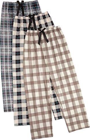 Milumia Women's 3 Pack Plaid Print Pajama Bottoms Bow Front Elastic Waist Lounge Pants Trousers in Saudi Arabia