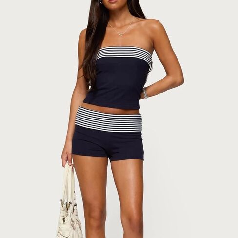 Women Fold Over Shorts Foldover Low Waist Stretch Pajama Micro Mini Shorts Y2k Lounge Bottoms Sleepwear in Saudi Arabia