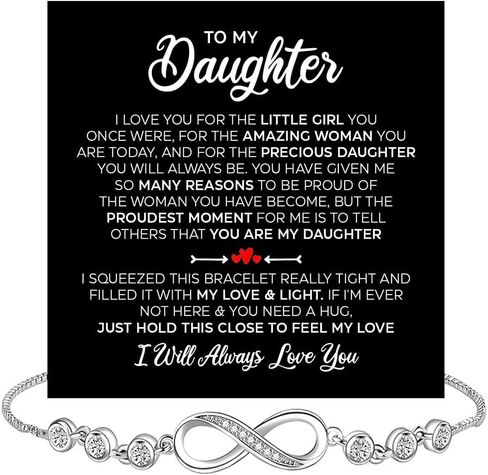 To My Daughter Bracelet, I Love You Bracelet, Daughter Gift, Christmas, Birthday Gift with Message Card and Box in Saudi Arabia