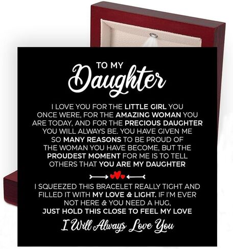 To My Daughter Bracelet, I Love You Bracelet, Daughter Gift, Christmas, Birthday Gift with Message Card and Box in Saudi Arabia