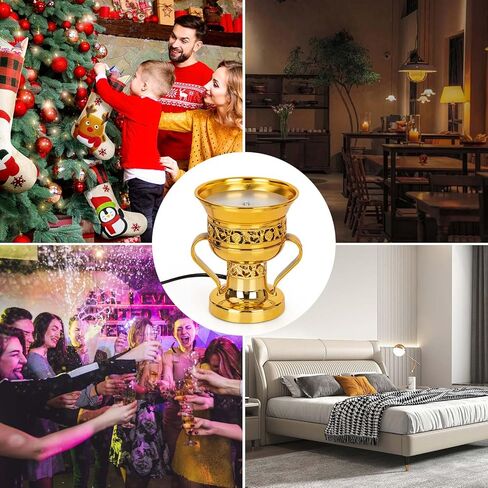 موقد البخور الكهربائي ، حامل البخور الكهربائي على الطراز العربي ، شرق أوسطية ، رقصات زخرفية للمنضدة لليوغا سبا ديكور الكنيسة المسيحية ، الولايات المتحدة الأمريكية (الذهب) in Kuwait