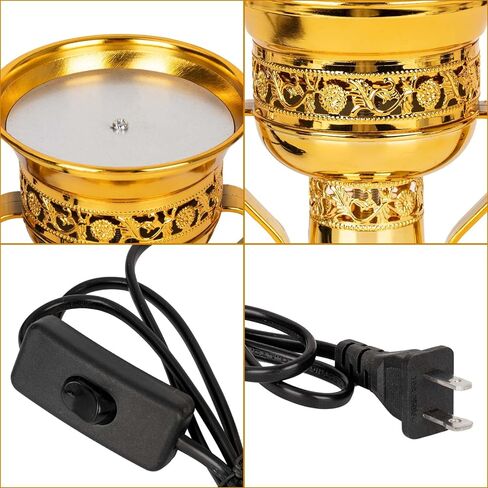 موقد البخور الكهربائي ، حامل البخور الكهربائي على الطراز العربي ، شرق أوسطية ، رقصات زخرفية للمنضدة لليوغا سبا ديكور الكنيسة المسيحية ، الولايات المتحدة الأمريكية (الذهب) in Kuwait