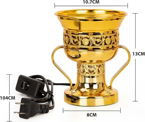 موقد البخور الكهربائي ، حامل البخور الكهربائي على الطراز العربي ، شرق أوسطية ، رقصات زخرفية للمنضدة لليوغا سبا ديكور الكنيسة المسيحية ، الولايات المتحدة الأمريكية (الذهب) in Kuwait