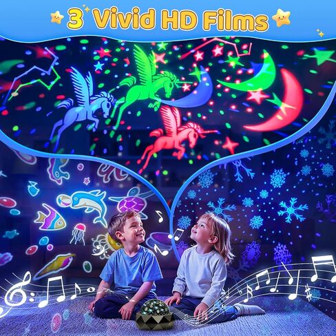 PIKOY Projector Night Light for Kids, 15 Sounds+12 Films Nightlight for Kids Room, 84 Colors+360° Rotation Silent Kids Night Light Projector, Rechargeable Toddler Night Light Projector for Kids Room in Saudi Arabia