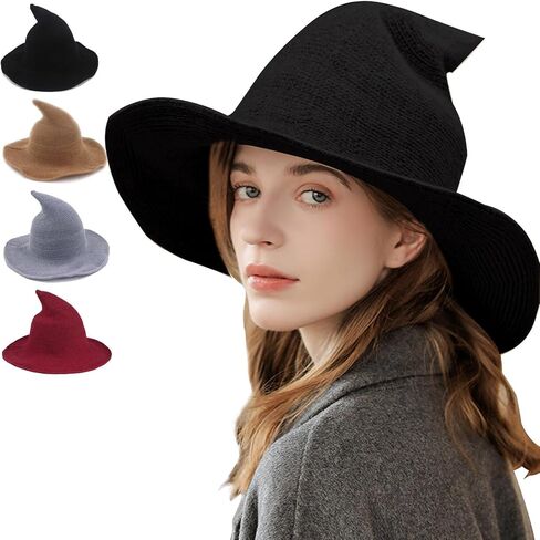 Halloween Witch Hats for Women - Foldable Wide Brim Halloween Hat for Party Costume Accessories in Kuwait