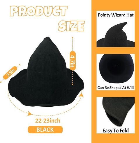 Halloween Witch Hats for Women - Foldable Wide Brim Halloween Hat for Party Costume Accessories in Kuwait