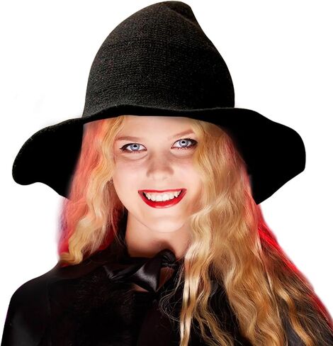 Halloween Witch Hats for Women - Foldable Wide Brim Halloween Hat for Party Costume Accessories in Kuwait