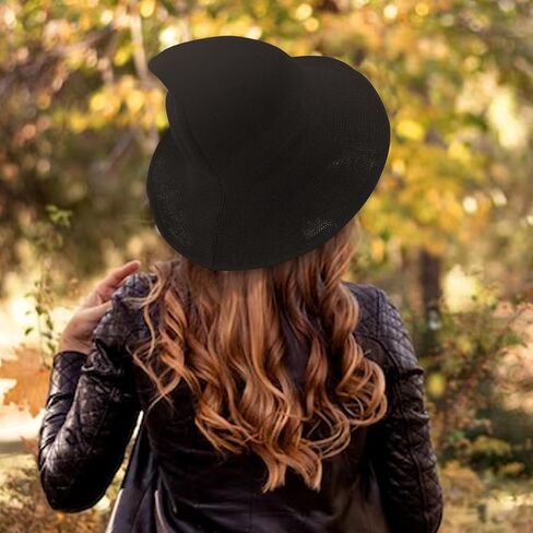 Halloween Witch Hats for Women - Foldable Wide Brim Halloween Hat for Party Costume Accessories in Kuwait
