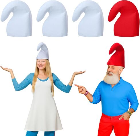 Yahenda 4 PCS Dwarf Gnome Elf Assume Hats Storybook Character Compleens Halloween Elf Cosplay Assplay Hat White and Red Gnome for Halloween Party Dression Up in Saudi Arabia