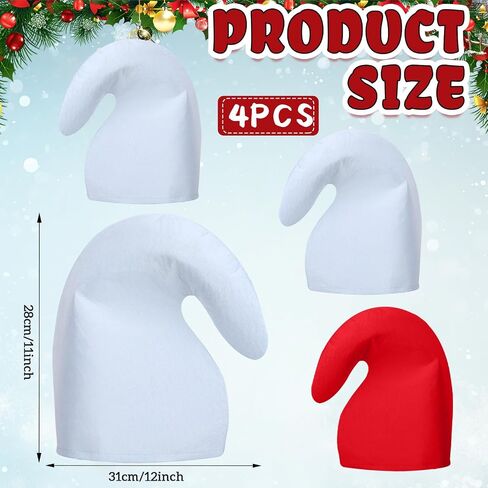 Yahenda 4 PCS Dwarf Gnome Elf Assume Hats Storybook Character Compleens Halloween Elf Cosplay Assplay Hat White and Red Gnome for Halloween Party Dression Up in Saudi Arabia