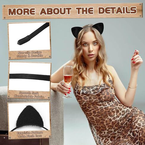 YouNuo Cat Ears Headband, Leopard Cat Woman Costume Headbands for Adult Women Girls, Halloween Cosplay Party Accessories in Kuwait
