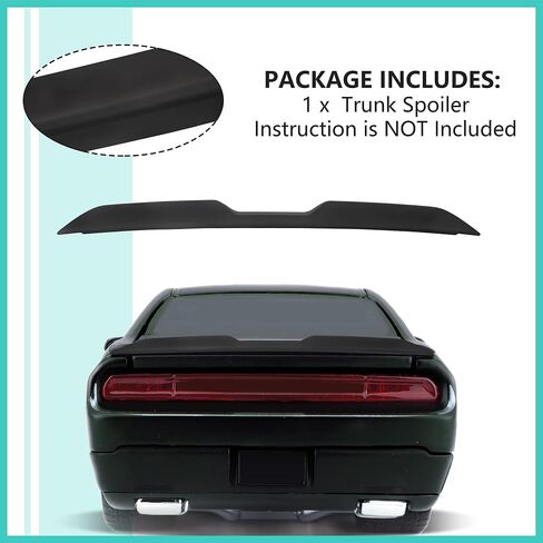 ECOTRIC Rear Trunk Spoiler Wing Compatible with 2008-2017 Dodge Challenger Coupe SRT SXT GT Demon Style in Saudi Arabia