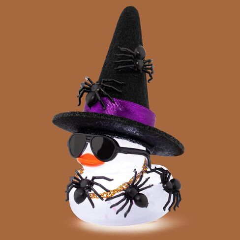 wonuu Spider Rubber Duck with Light for Halloween Decoration Car Ornament Home Decor Mini Transparent Glowing Ducky with Sunglasses Necklace, Assemble Needed, White Light Purple in Saudi Arabia