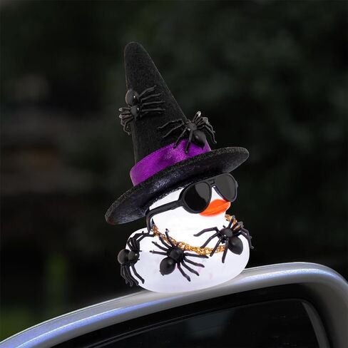 wonuu Spider Rubber Duck with Light for Halloween Decoration Car Ornament Home Decor Mini Transparent Glowing Ducky with Sunglasses Necklace, Assemble Needed, White Light Purple in Saudi Arabia