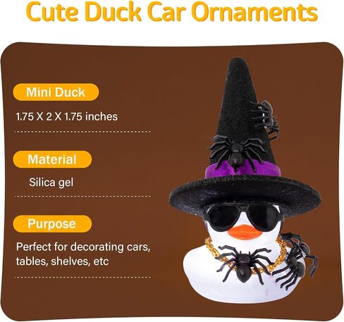 wonuu Spider Rubber Duck with Light for Halloween Decoration Car Ornament Home Decor Mini Transparent Glowing Ducky with Sunglasses Necklace, Assemble Needed, White Light Purple in Saudi Arabia