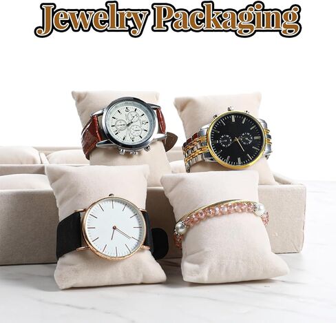 2 PCS Beige Velvet Jewelry Organizer Watch Tray Box 12 GRID GRID SCANEDECTER مع وسائد قابلة للتعديل للرجال للنساء ، عرض المتجر المنزلي in Kuwait
