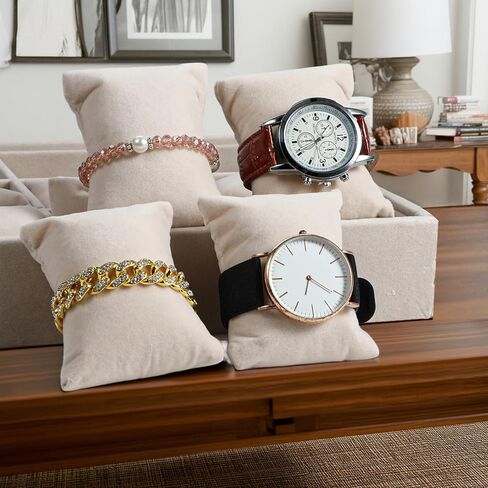 2 PCS Beige Velvet Jewelry Organizer Watch Tray Box 12 GRID GRID SCANEDECTER مع وسائد قابلة للتعديل للرجال للنساء ، عرض المتجر المنزلي in Kuwait