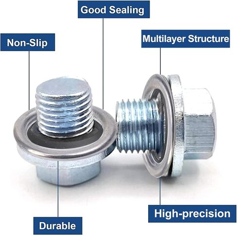 15pcs Car Oil Pan Drain Gasket Drainage Bolt Pad Iron Oil Drain Plug Gasket Replaceable Accessories for Volkswagen Audi in Saudi Arabia