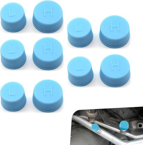10 PCS Car A/C Valve Core Caps, Leakproof Air Conditioning Hose Valve Covers with "H/L" Distinction on Top, High and Low Pressure Port Covers, Air Conditioning Valve Core Nuts (Blue) in Saudi Arabia