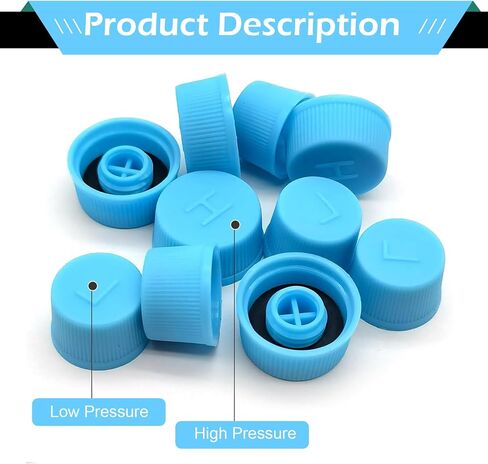 10 PCS Car A/C Valve Core Caps, Leakproof Air Conditioning Hose Valve Covers with "H/L" Distinction on Top, High and Low Pressure Port Covers, Air Conditioning Valve Core Nuts (Blue) in Saudi Arabia