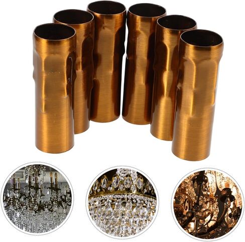 6pcs أنيقة مصباح الذهب حامل الأكمام قطع الغيار البديل الثريا حبات قطرة كريستال المسيل للدموع للمنزل in Saudi Arabia