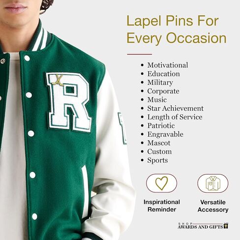 Awards and Gifts R Us 1-1/4 Inch Varsity Chenille Gold Lapel Pin - Package of 20, Poly Bagged in Kuwait