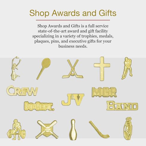 Awards and Gifts R Us 1-1/4 Inch Varsity Chenille Gold Lapel Pin - Package of 20, Poly Bagged in Kuwait