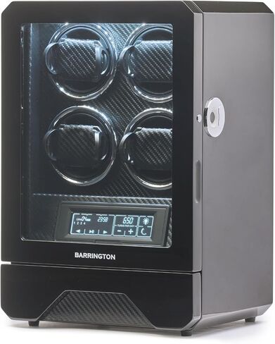 BARRINGTON Automatic Watch Winder for 4 Watches with Silent Japanese Motor | Multi Rotation & Turns Per Day Modes | LED Digital Display | Simple Touch Operation in Saudi Arabia