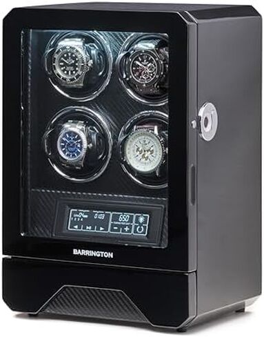 BARRINGTON Automatic Watch Winder for 4 Watches with Silent Japanese Motor | Multi Rotation & Turns Per Day Modes | LED Digital Display | Simple Touch Operation in Saudi Arabia