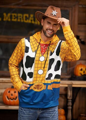 Arvilhill Men's Halloween Costume Hoodies Adult Cosplay Funny Print Pullover with Pocket (S-3XL) in Saudi Arabia
