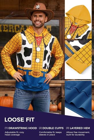 Arvilhill Men's Halloween Costume Hoodies Adult Cosplay Funny Print Pullover with Pocket (S-3XL) in Saudi Arabia
