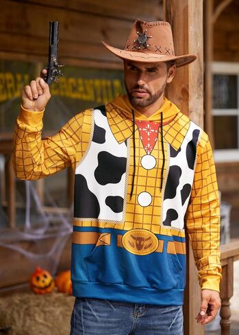Arvilhill Men's Halloween Costume Hoodies Adult Cosplay Funny Print Pullover with Pocket (S-3XL) in Saudi Arabia