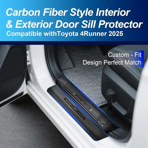 Carbon Fiber Door Sill Protector, Interior & Exterior Anti-Scratch Guards, Compatible with 2025 Toyota 4Runner (Exterior Door Sill) in Saudi Arabia