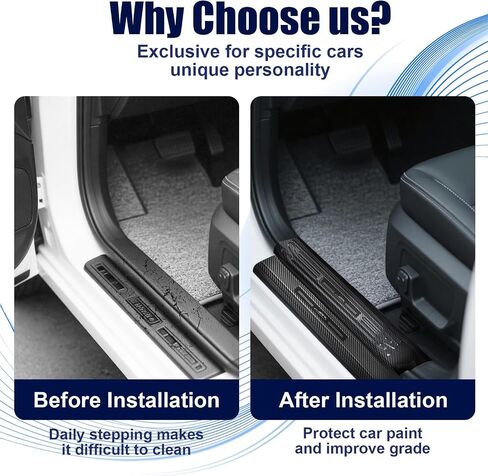 Carbon Fiber Door Sill Protector, Interior & Exterior Anti-Scratch Guards, Compatible with 2025 Toyota 4Runner (Exterior Door Sill) in Saudi Arabia