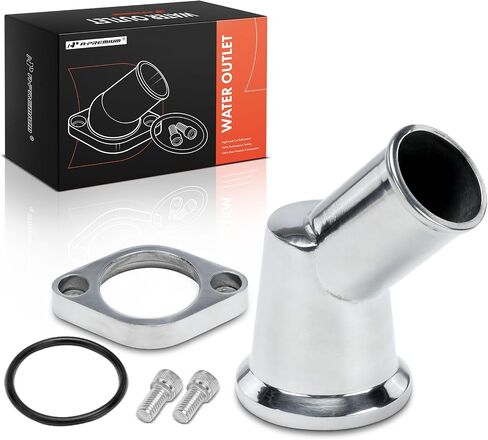 A-premium المصقول الألومنيوم 45 ° 360 قطب ماء/ترموستات السكن متوافق مع Chevy 265-502 كتلة صغيرة كبيرة ، مع حلقة O و 2 براغي ، 4.3L 4.4L 4.6L 4.9L 5.4L 5.4L 5.7L 6.6L 7.4L 7.4L 7.4L in Saudi Arabia