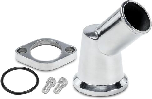 A-premium المصقول الألومنيوم 45 ° 360 قطب ماء/ترموستات السكن متوافق مع Chevy 265-502 كتلة صغيرة كبيرة ، مع حلقة O و 2 براغي ، 4.3L 4.4L 4.6L 4.9L 5.4L 5.4L 5.7L 6.6L 7.4L 7.4L 7.4L in Saudi Arabia
