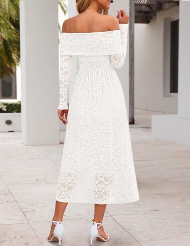 MEROKEETY Women's 2025 Fall Long Sleeve Floral Midi Dress Off Shoulder Wedding Guest Formal Long Flowy Dresses in Saudi Arabia