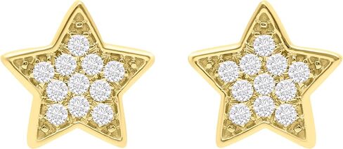 Earrings in 10k White Gold Star Shaped Stud Earrings with Natural Diamonds 1/10 Carat (F-G Color, SI1-SI2 Clarity) Fine Jewelry for Women Ideal Gifts for Birthday, Wedding in Saudi Arabia