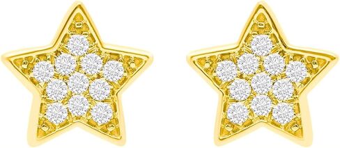 Earrings in 10k White Gold Star Shaped Stud Earrings with Natural Diamonds 1/10 Carat (F-G Color, SI1-SI2 Clarity) Fine Jewelry for Women Ideal Gifts for Birthday, Wedding in Saudi Arabia
