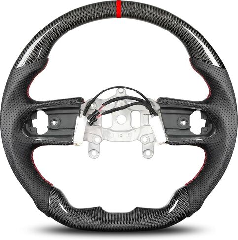 عجلة قيادة ألياف الكربون Zimablue لجيب Wrangler JL 2018-2024 ، عجلة قيادة ساخنة مع قبضة جلدية مثقبة مثقبة على شكل D متوافق مع Wrangler JL/JLU in Kuwait