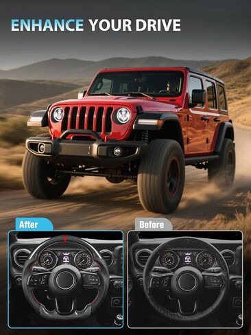 عجلة قيادة ألياف الكربون Zimablue لجيب Wrangler JL 2018-2024 ، عجلة قيادة ساخنة مع قبضة جلدية مثقبة مثقبة على شكل D متوافق مع Wrangler JL/JLU in Kuwait