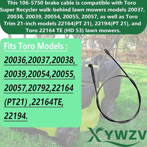 Lawn Mowers Brake Cable 106-5750 1065750 for Toro Super Recycler Trim Walk-Behind Lawn Mower fits Toro Super Recycler 20037 20038 20039 20054 20055 20057 fits Toro Trim 22164(PT 21) 22194 (PT 21) 21" in Saudi Arabia